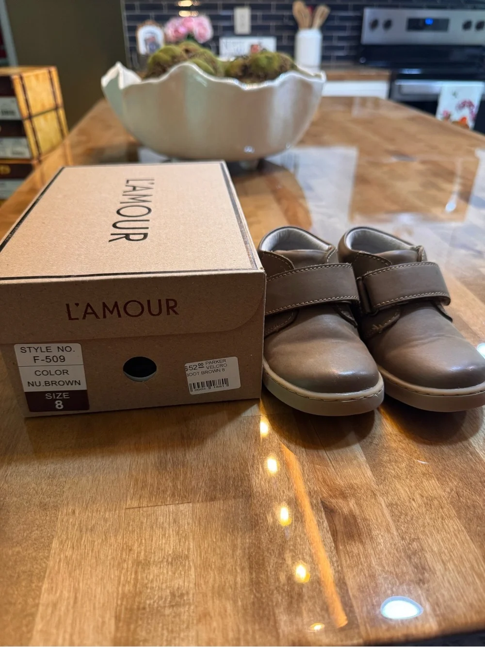 L'Amour Kids Nu.Brown Velcro Walker Shoes